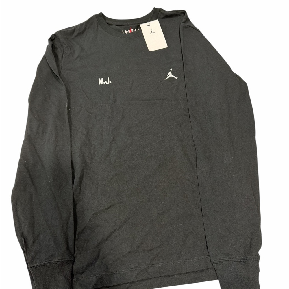 Nike Black Long-Sleeve Crew with White Jumpman and M.J. Initials